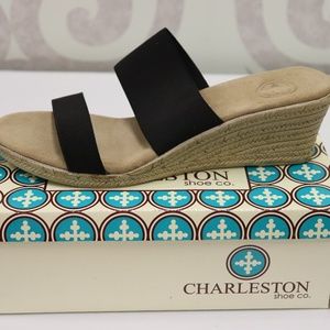 Charleston Shoe Co Backless Cooper Black Wedge NWT